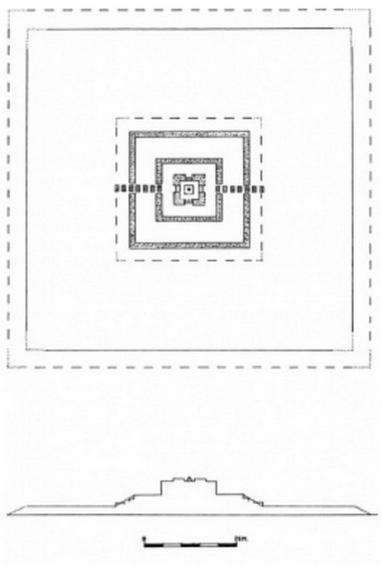Plan and section of Rong Chen temple (VIII – IX cc.)